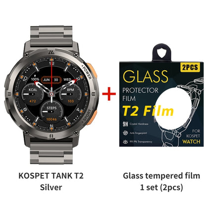 Original KOSPET TANK T2 Ultra Smartwatches For Men Watches AMOLED AOD Smartwatch Bluetooth Call Electronic Men's Smart Watch