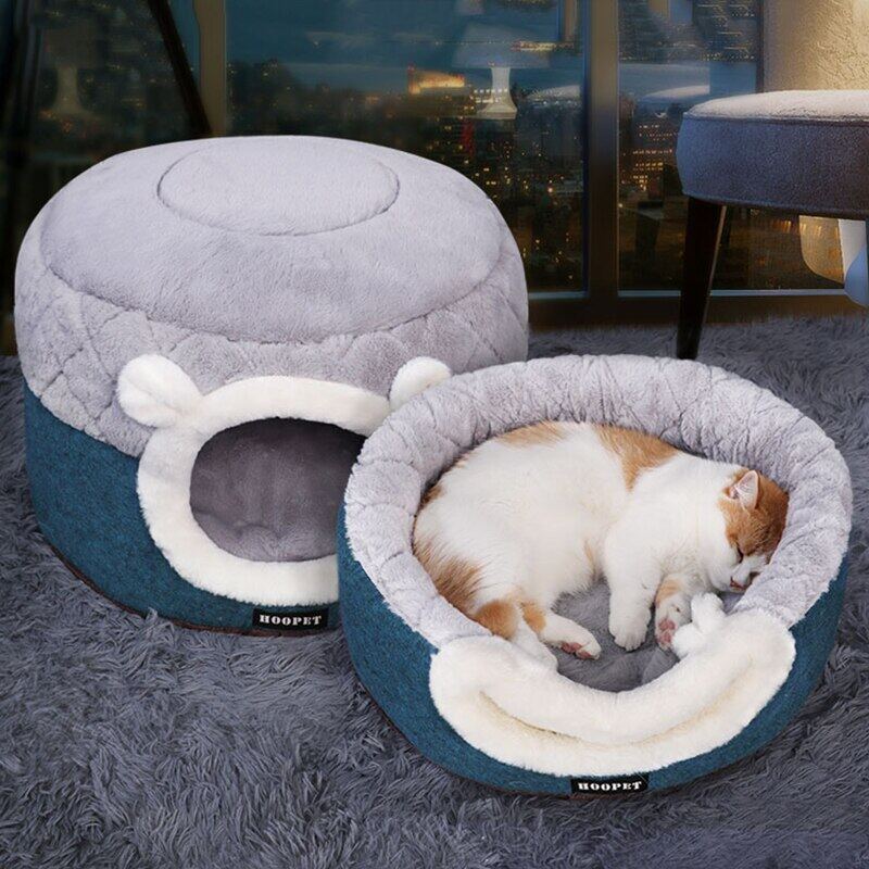 Small Plush Cat Bed House - above