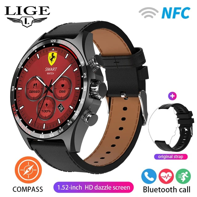 Wrist Smart Watch-lether-black