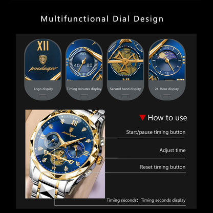POEDAGAR Luxury Men's watch - Business Goals Royal.pro