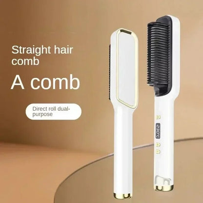 LCD Hair Straightening Comb: Home Electric Heated, 110-240V, Straightening, and Curling