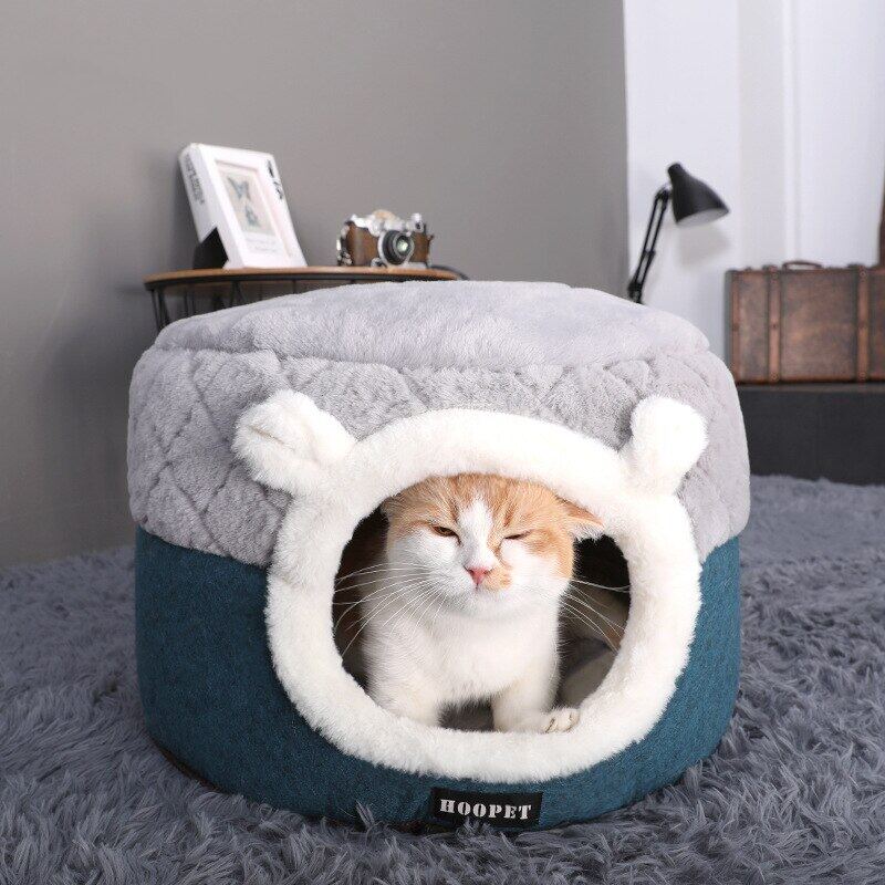 Small Plush Cat Bed House - Front