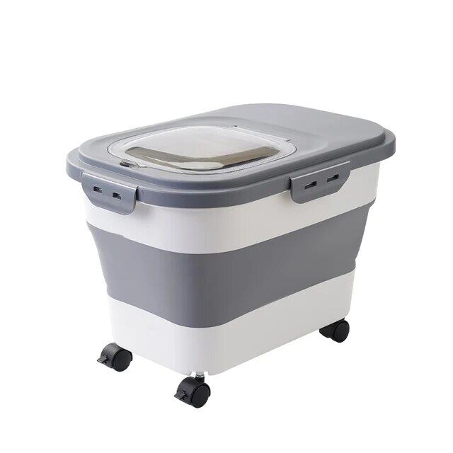 The Pet Care folding bucket Food Storage-2 color White & Grey