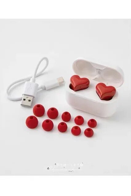 Heart Shaped Earphones-red set