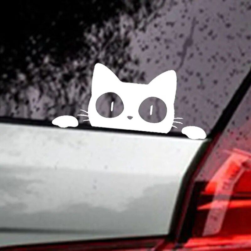 Cat Peeking Sticker-White transparant