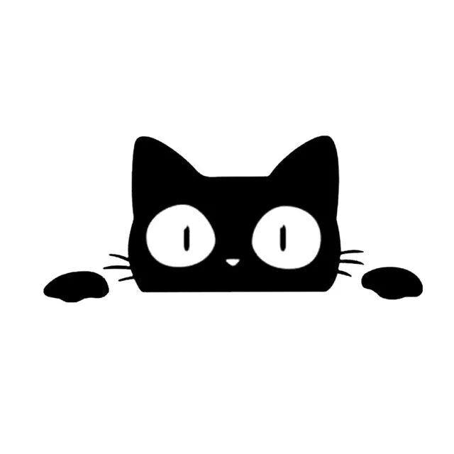 Cat Peeking Sticker-Black and white