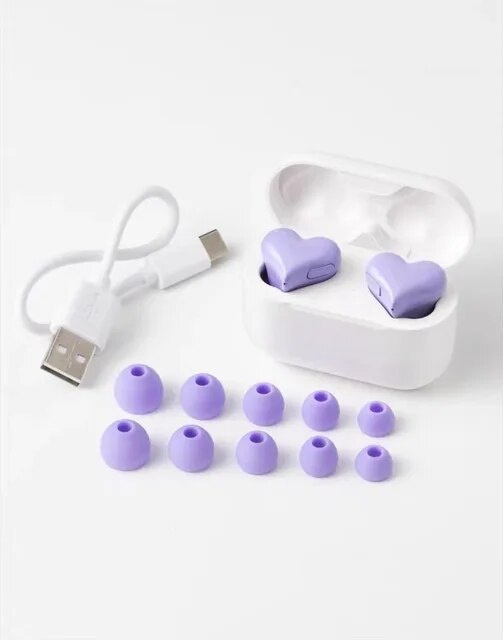 Heart Shaped Earphones-purple